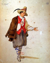 Diseño de vestuario para el papel de Pierrot en una producción de 1847 de 